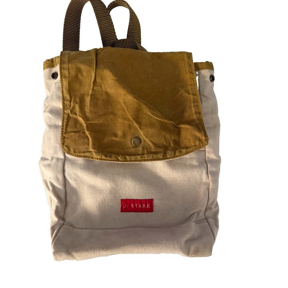 J. Stark Bristol Backpack Waxed Canvas USA Made Mini Rucksack Natural Khaki